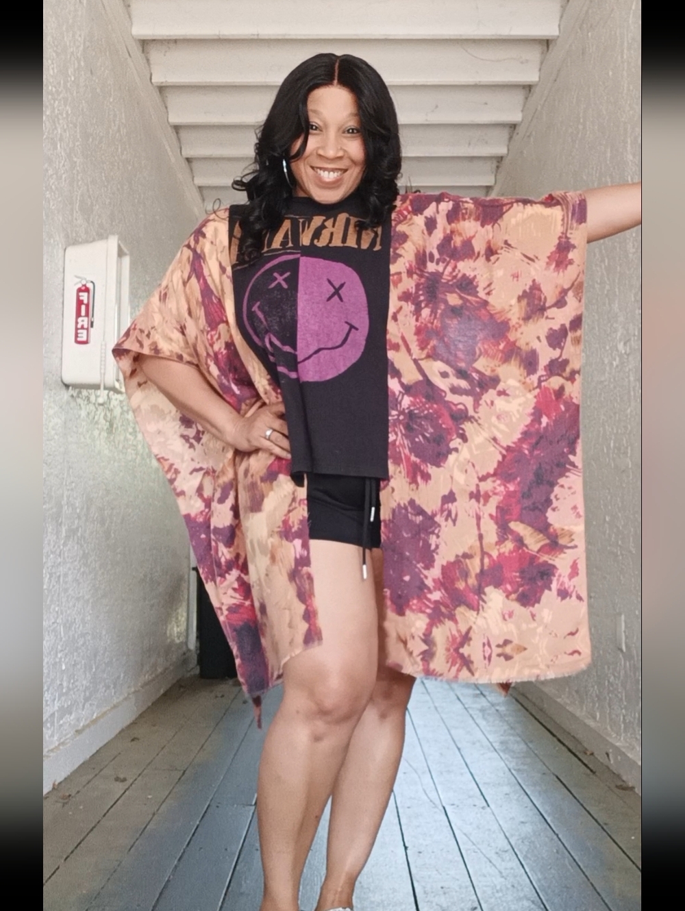 Upcycled Nirvana Graphic Tshirt Poncho - Picture 8 of 8
